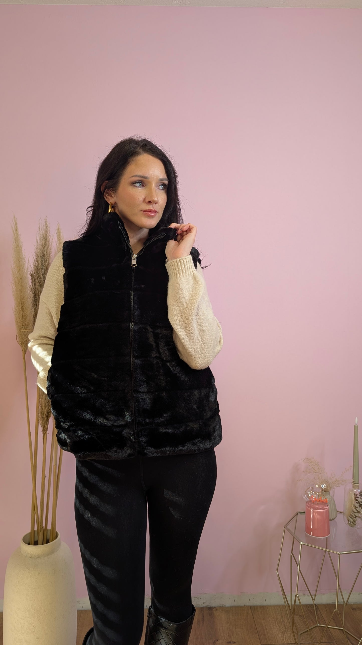 Plüschweste - Cozy Queen Schwarz