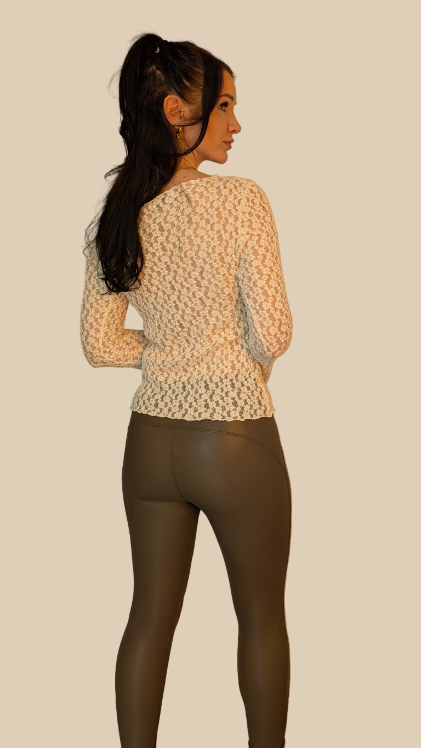 Lederleggings - Taupe