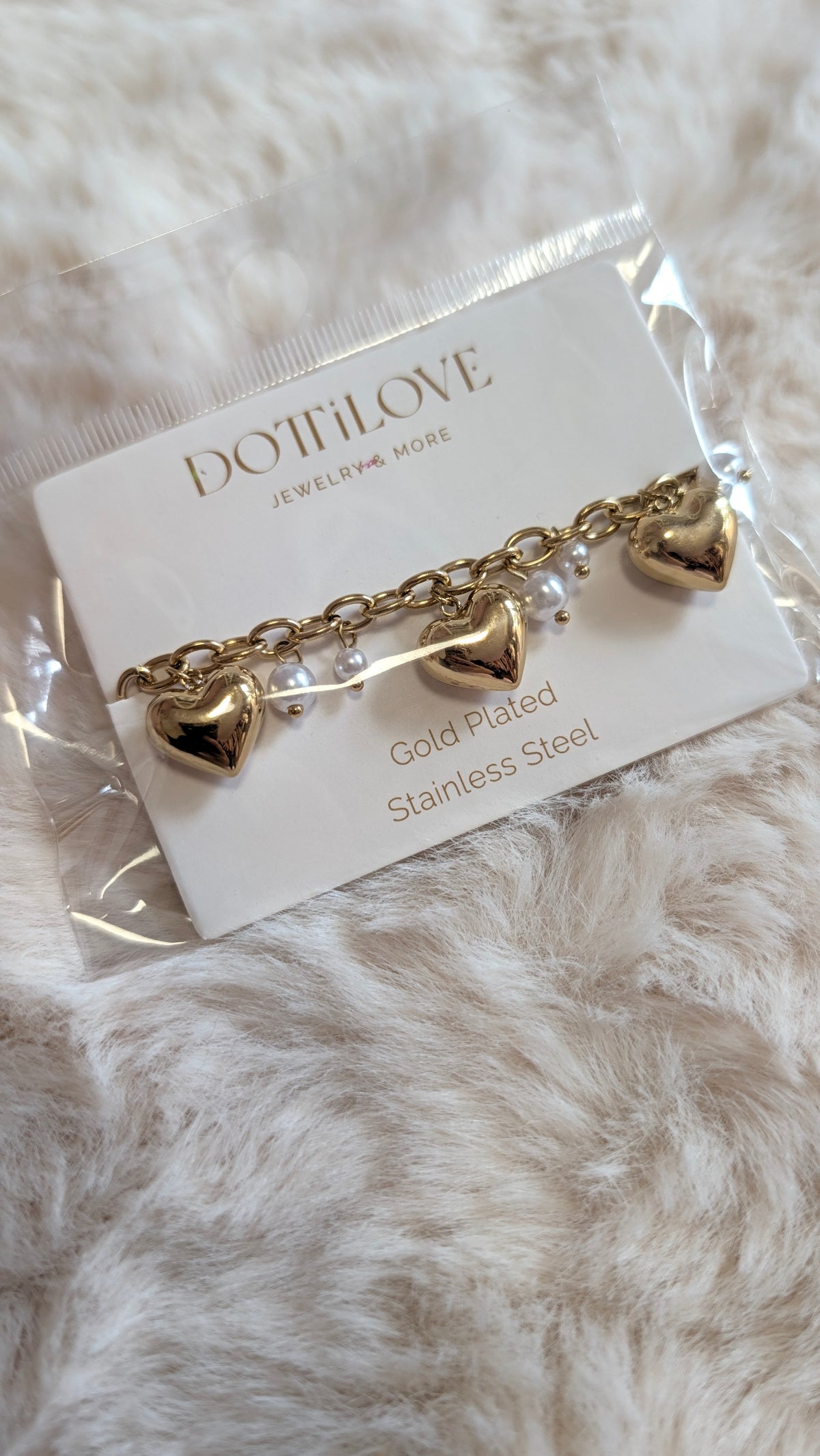 Charm-Armband Herzen & Perlen