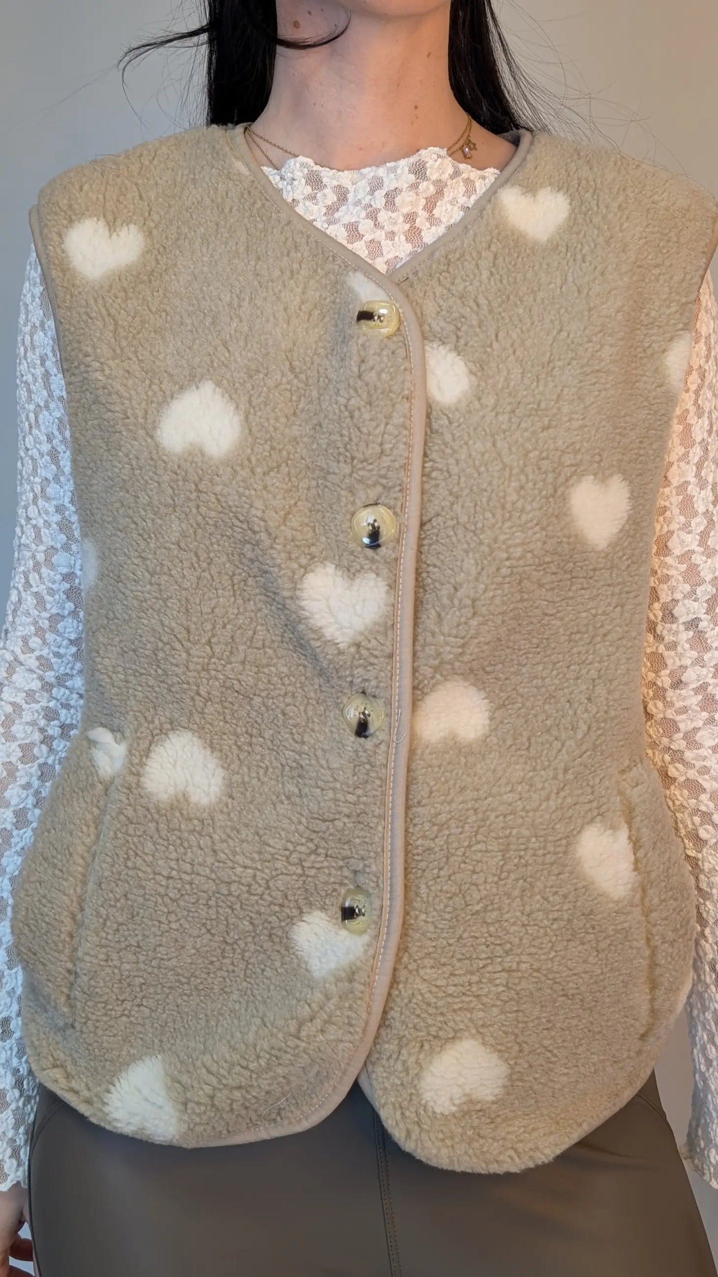 Teddyweste - Sweetheart Beige