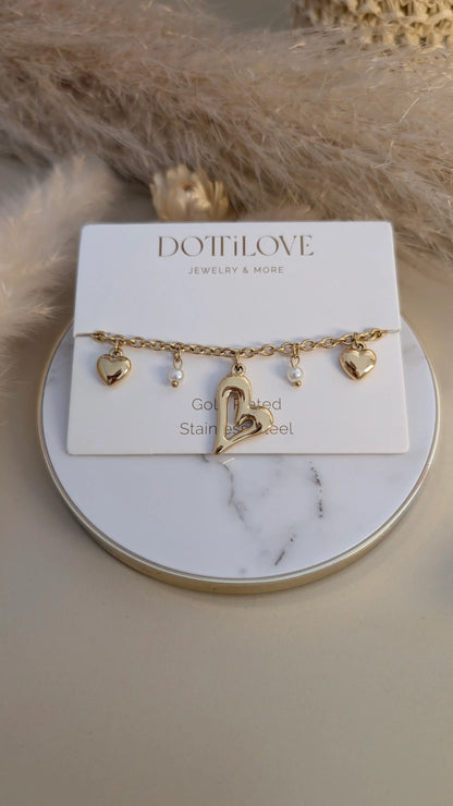 Armband - Golden Love Charm