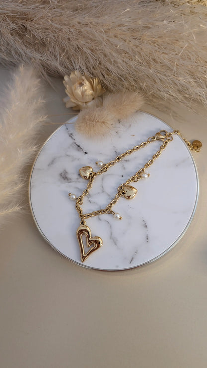 Armband - Golden Love Charm