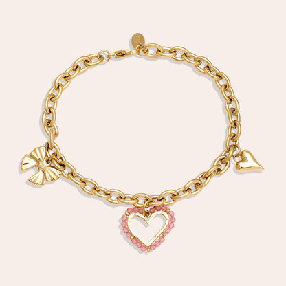 Armband - Pink Heart and Charms