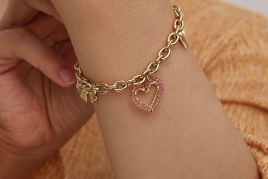 Armband - Pink Heart and Charms
