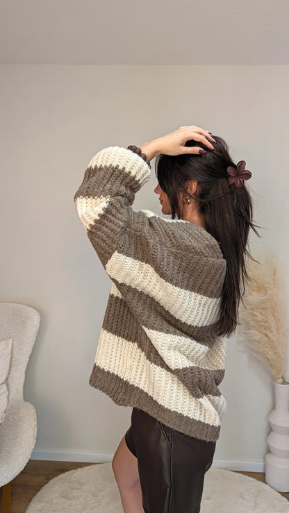 Cardigan Cozy - Stripes Beige
