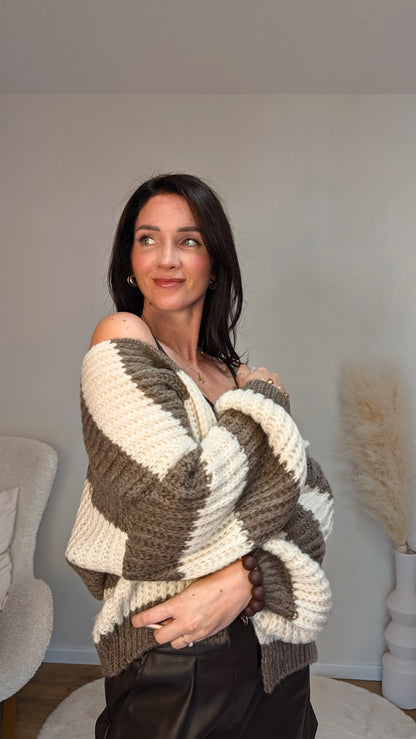 Cardigan Cozy - Stripes Beige