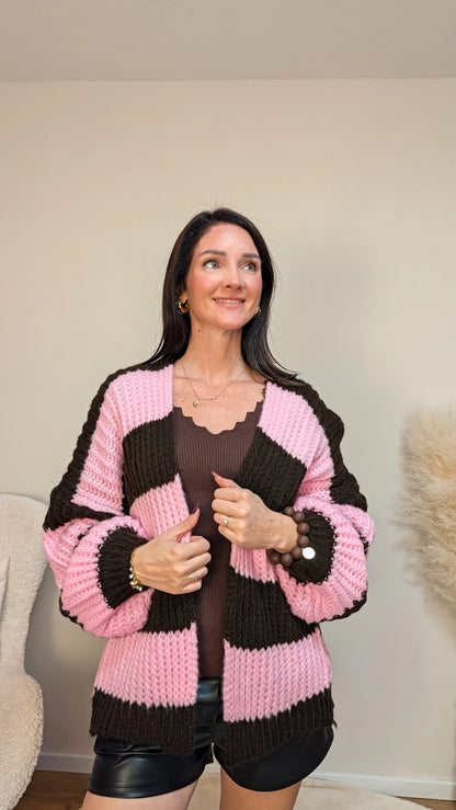 Cardigan - Cozy Stripes Braun