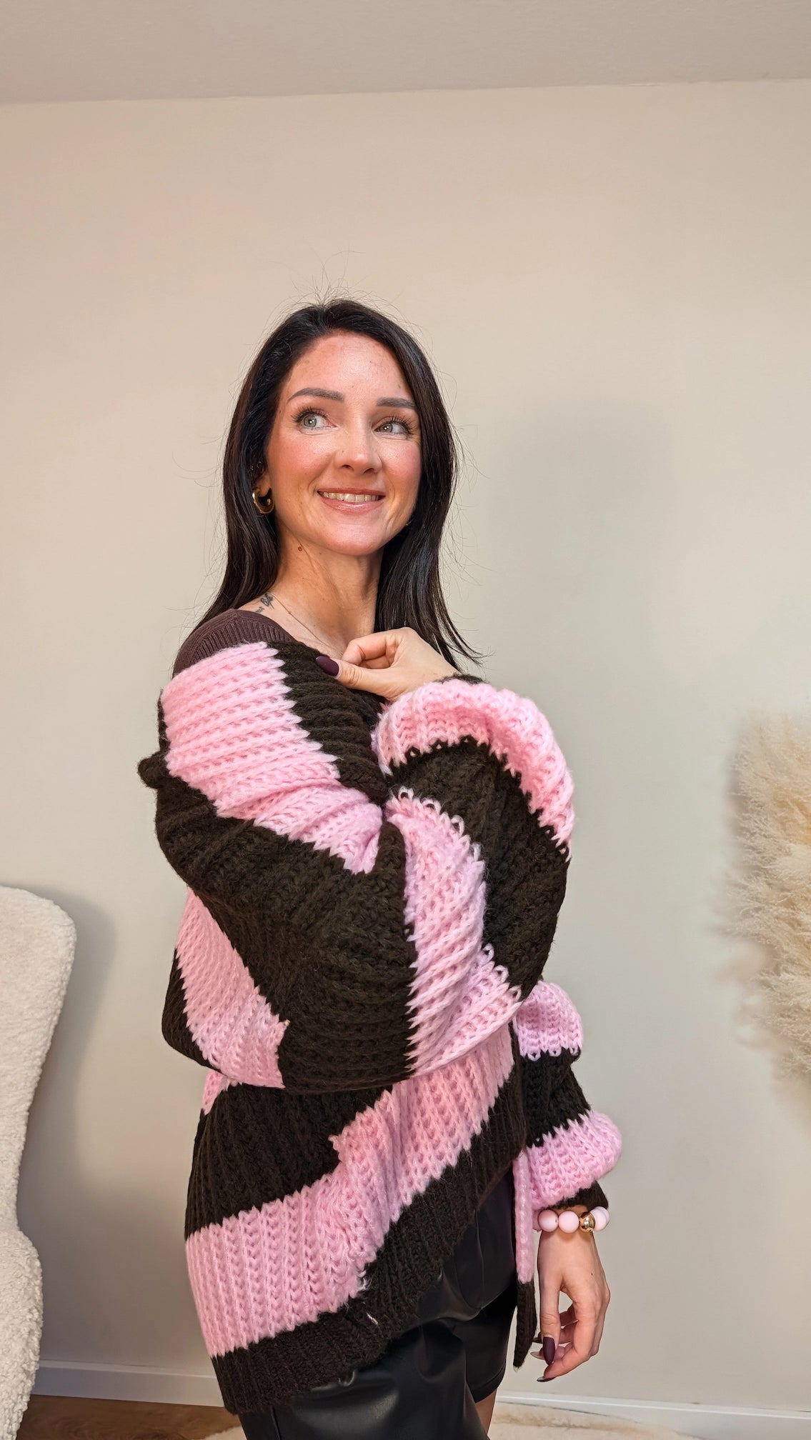 Cardigan - Cozy Stripes Braun