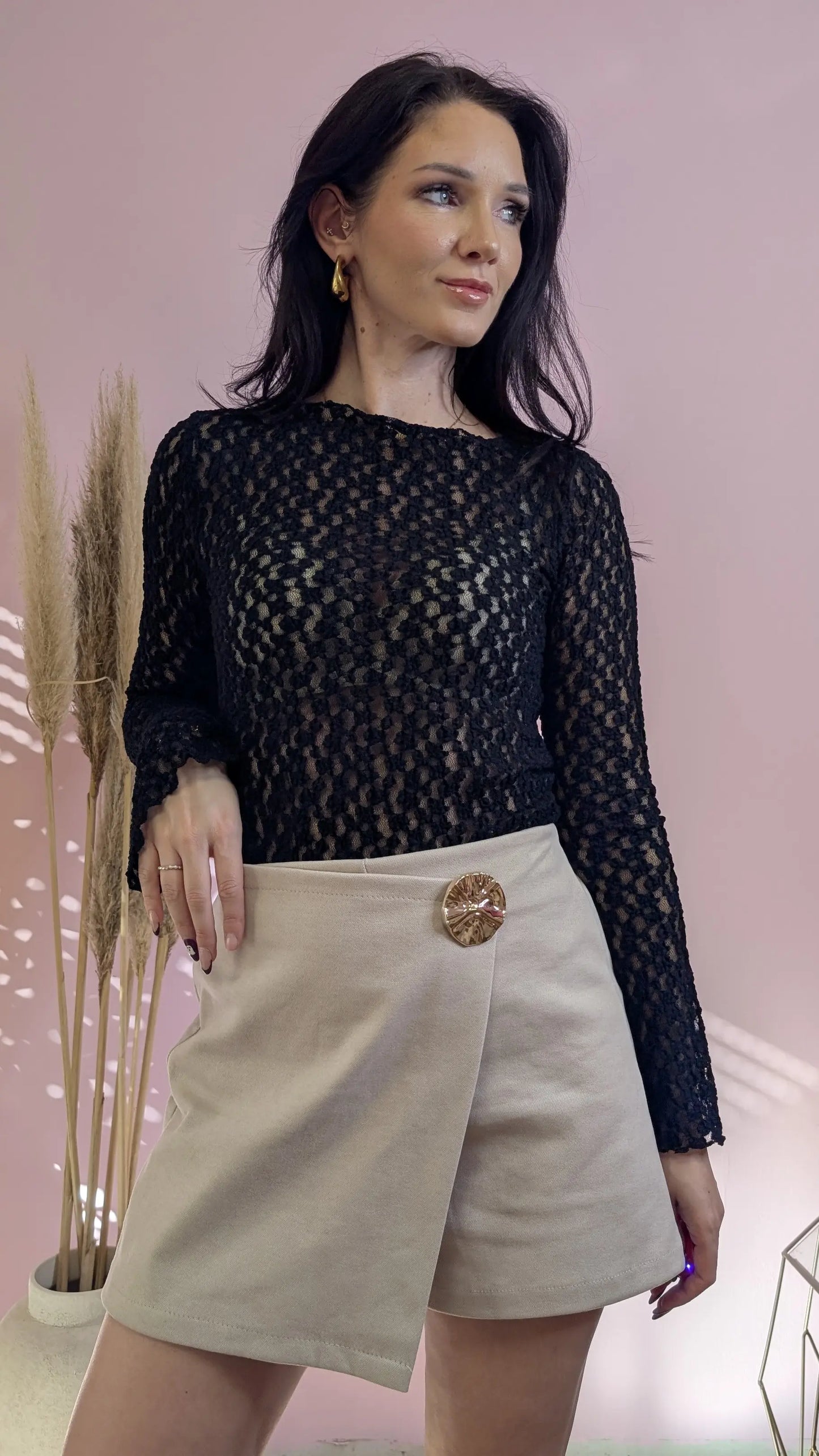 Hosenrock - Button Babe Beige