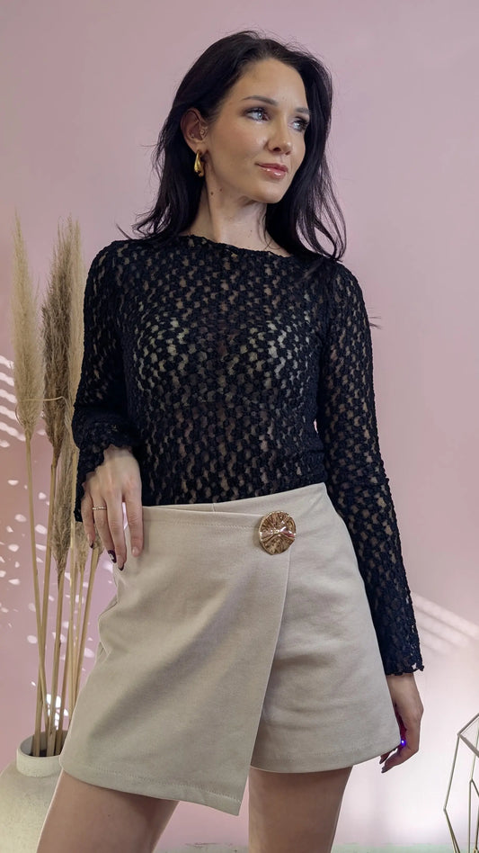Hosenrock - Button Babe Beige