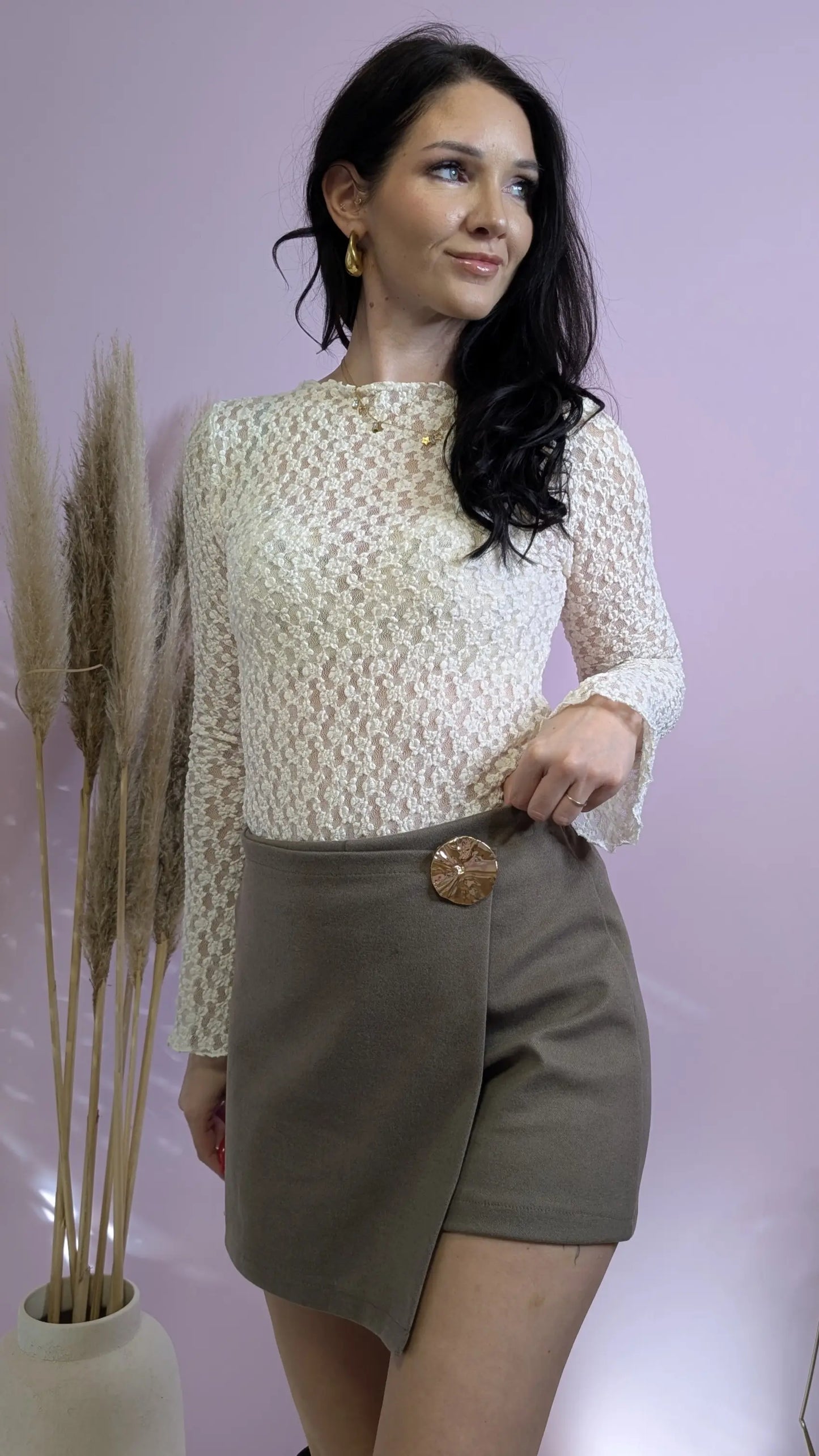 Hosenrock - Button Babe Taupe