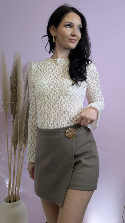 Hosenrock - Button Babe Taupe