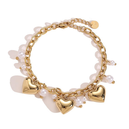 Charm-Armband Herzen & Perlen