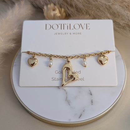Armband - Golden Love Charm