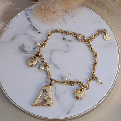 Armband - Golden Love Charm