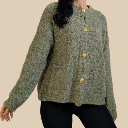 Cardigan - Teddyfluff Salbeigrün