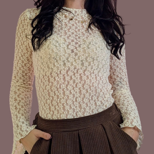 Langarmtop - Midnight Lace Creme