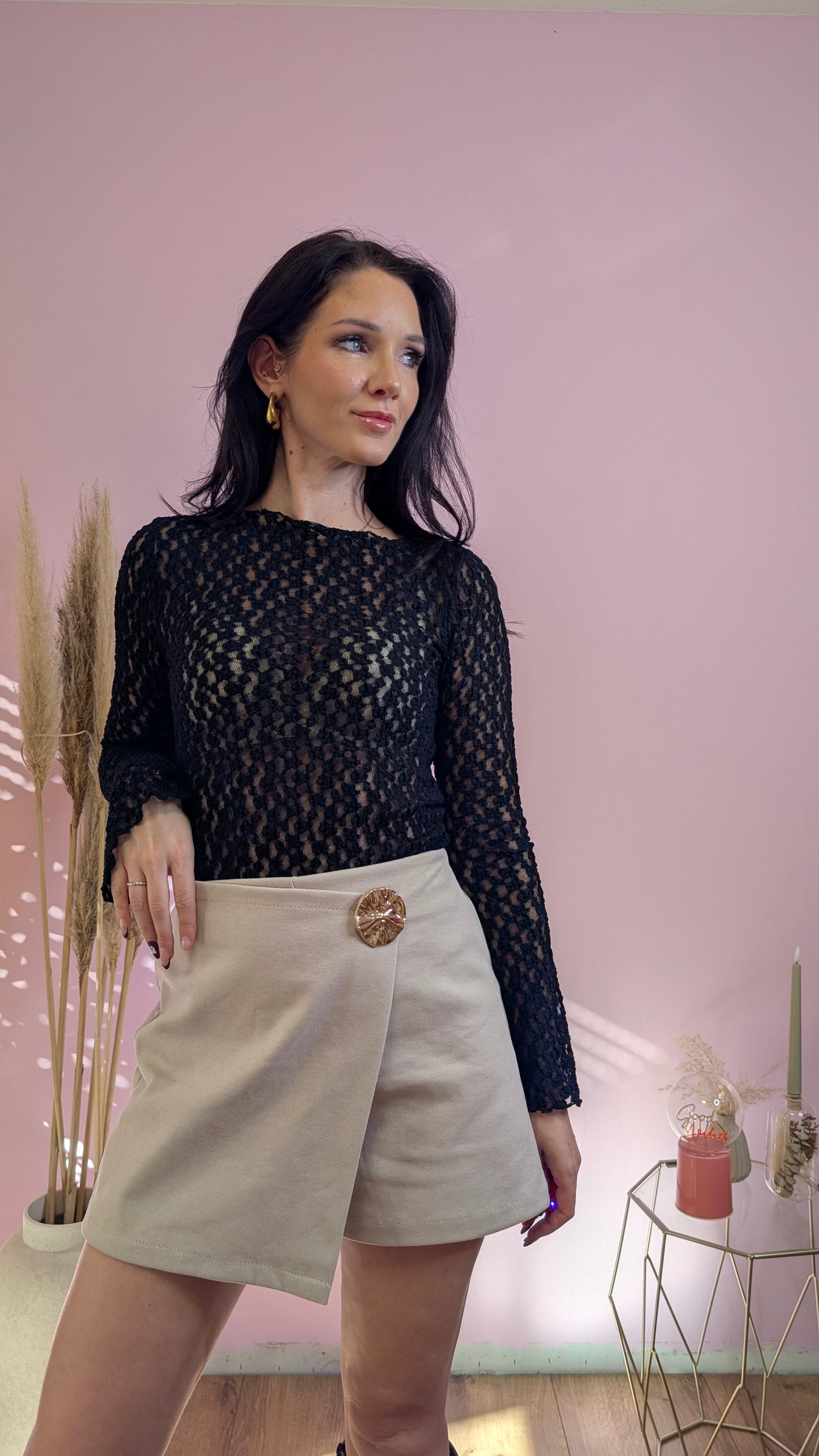 Hosenrock - Button Babe Beige