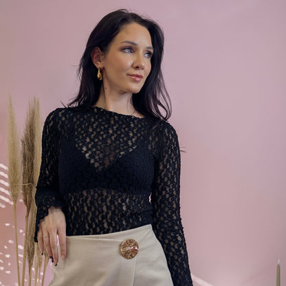 Langarmtop - Midnight Lace Schwarz