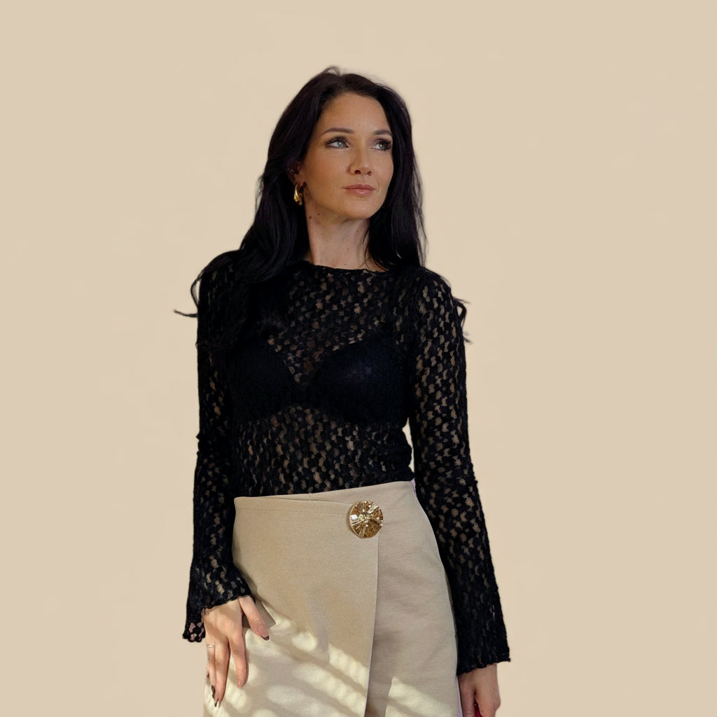 Langarmtop - Midnight Lace Schwarz