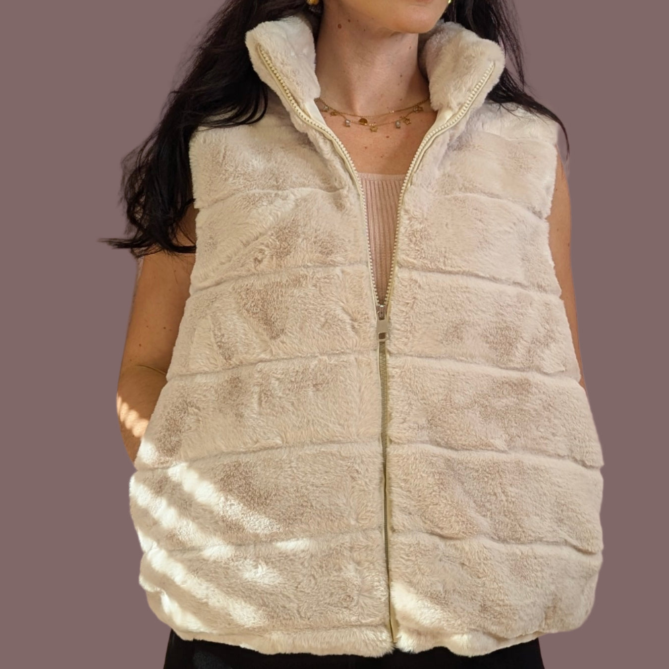 Plüschweste - Cozy Queen Creme