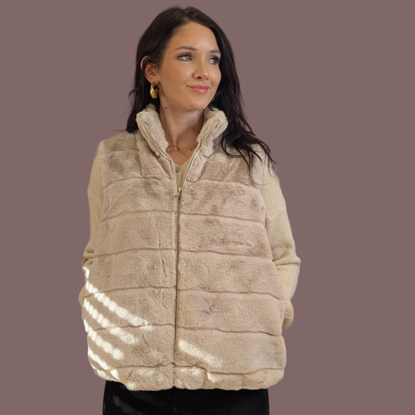 Plüschweste - Cozy Queen Beige