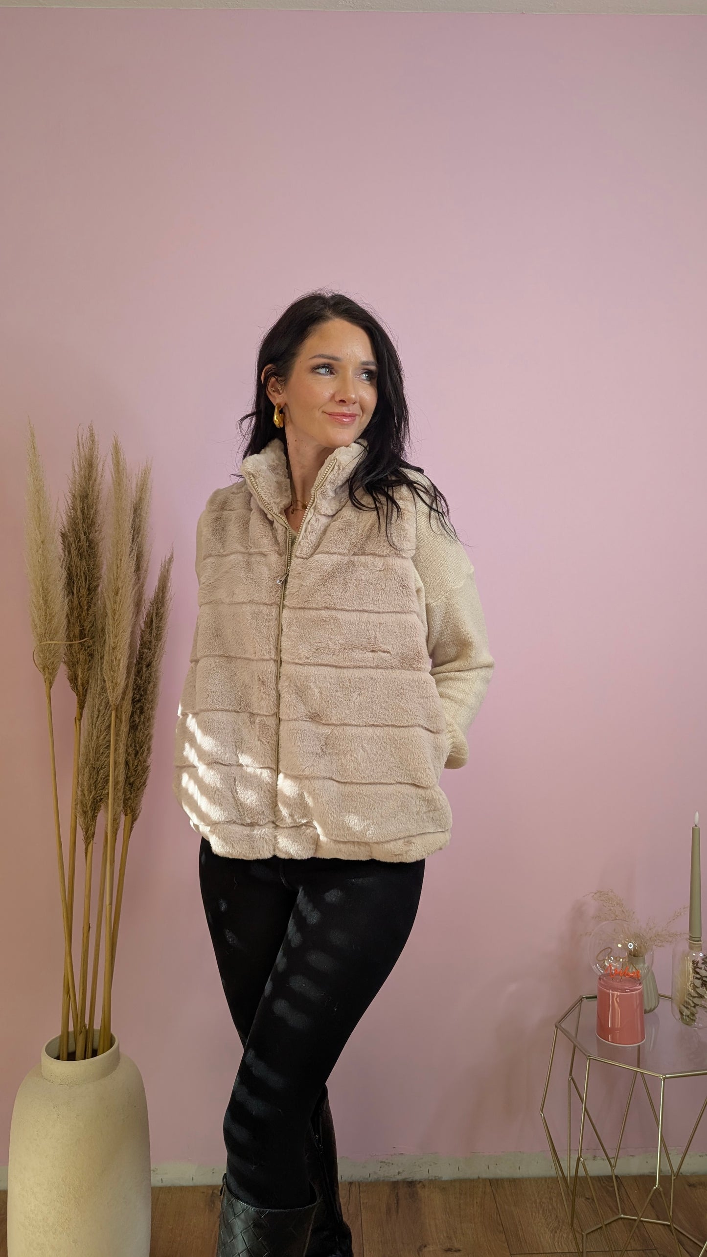 Plüschweste - Cozy Queen Beige