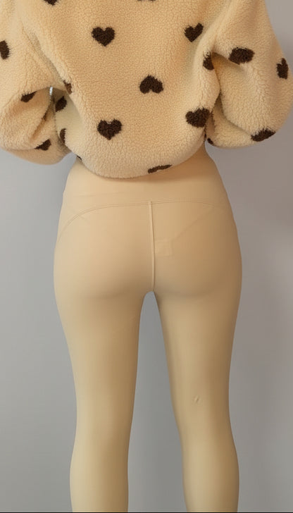 Lederleggings beige