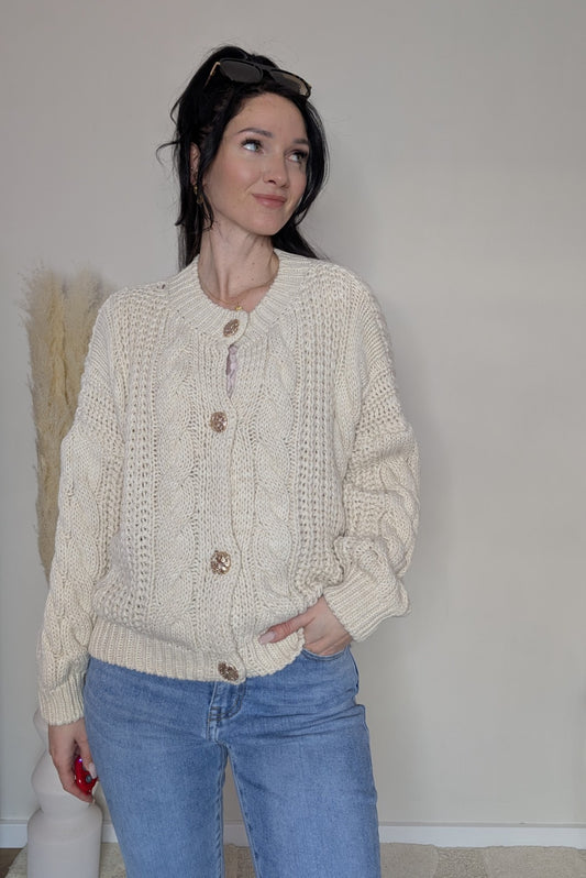 Cardigan "Golden Glow" - Creme