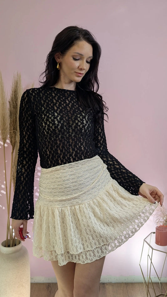 Langarmtop - Midnight Lace Schwarz