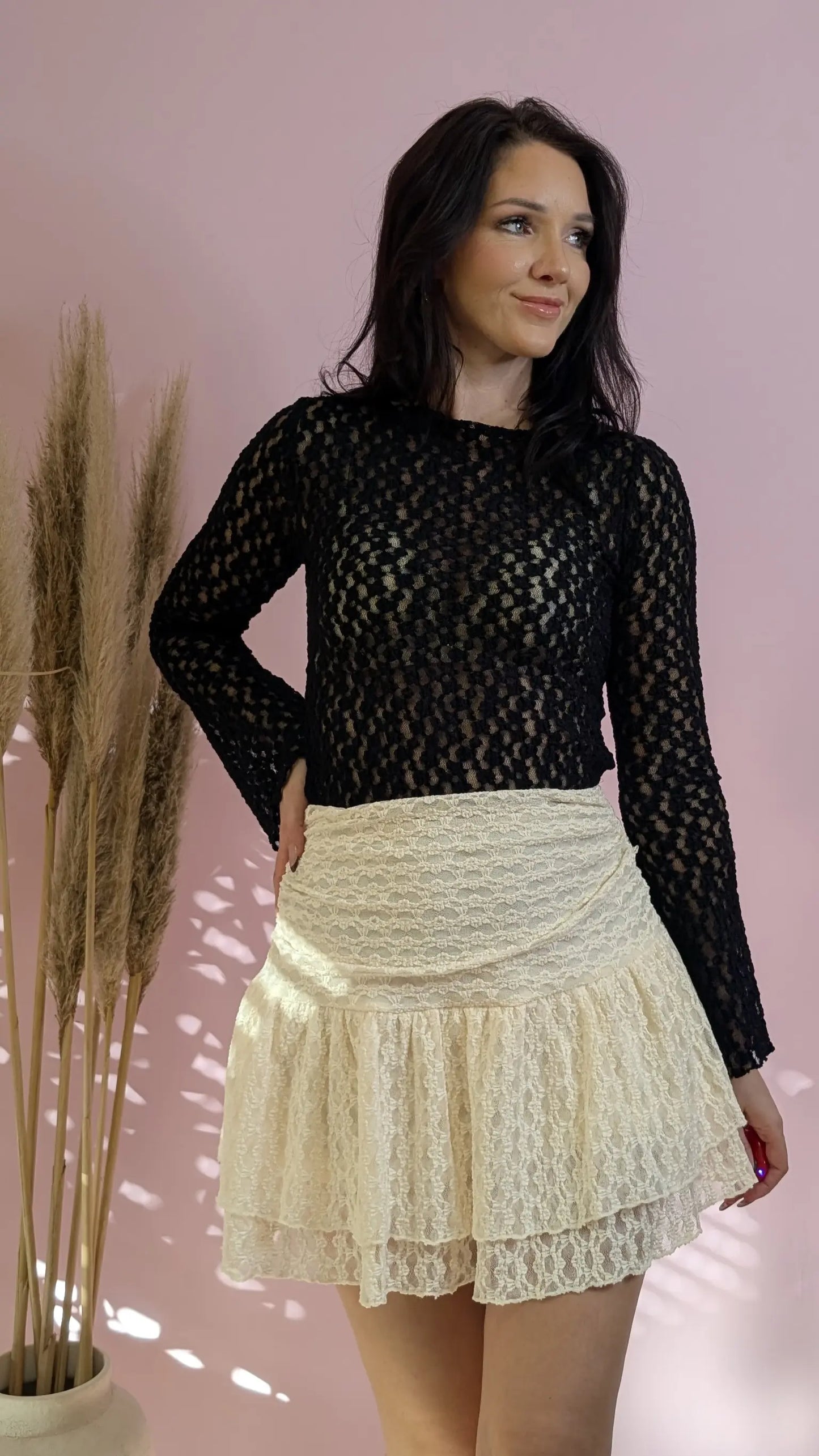 Langarmtop - Midnight Lace Schwarz