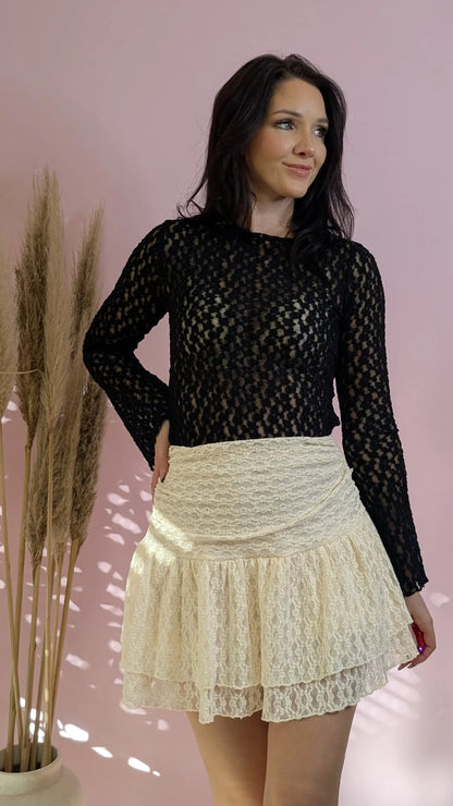 Langarmtop - Midnight Lace Schwarz